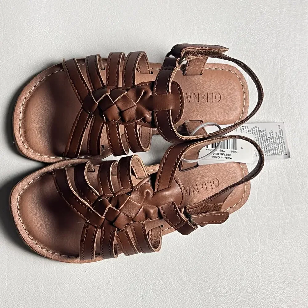 Old Navy Toddler Girl Braided Brown Strappy Sandals Sz 7